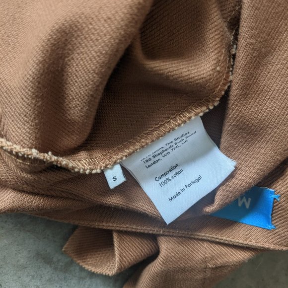 Like New Tan Cotton Button Down Skirt with Pockets - Picture 4 of 6